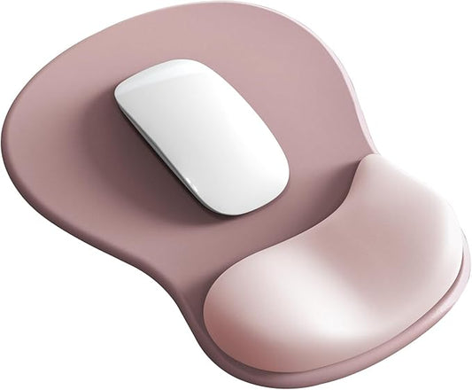 Mouse Pad with Wrist Rest,Ergonomic Mouse Pad with Comfortable Gel Wrist Rest Support and Non-Slip PU Base for Easy Typing Pain Relief, Durable and Washable (Gradient Pink White)