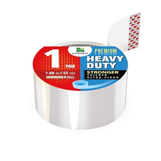 Clear Packing Tape, Heavy Duty Packaging Tape 1.88 inch x 55 Yards Refill Roll for Shipping Mailing Moving [Ultra Strong - Super Thick] (1 Roll / 55 Total Yards)