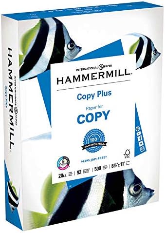 Hammermill Copy Plus Copy Paper, 8.5"x11" Letter, 20lb, 92 Bright, 5000 Sheets