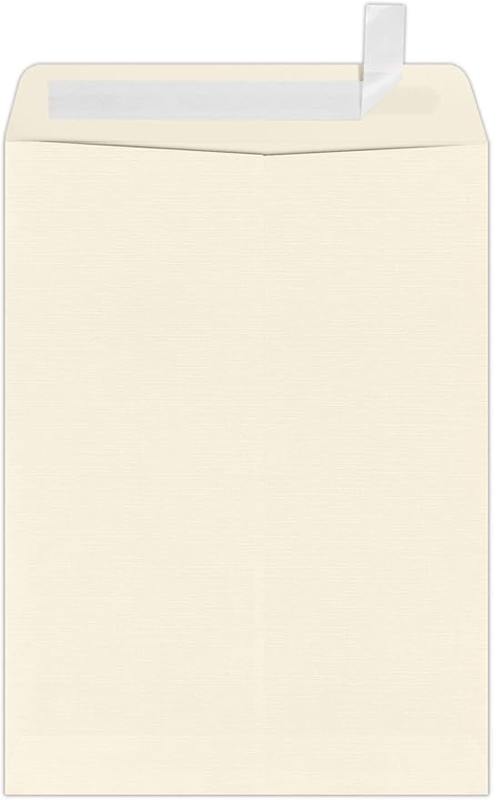 LUXPaper 9 x 12 Open End Envelopes | Peel & Press | Natural Linen | 80lb. Text | 1,000 Qty
