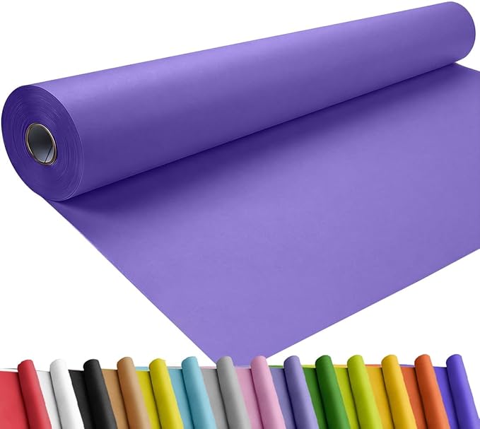 SMART&CASUAL 36" x 1,500" (125') Purple Kraft Craft Paper Roll for Gift Wrapping Bulletin Board Bouquet Flower Kids Art Packing Parcel Table Covering 80GSM 55LB (Purple, 36" x 125')