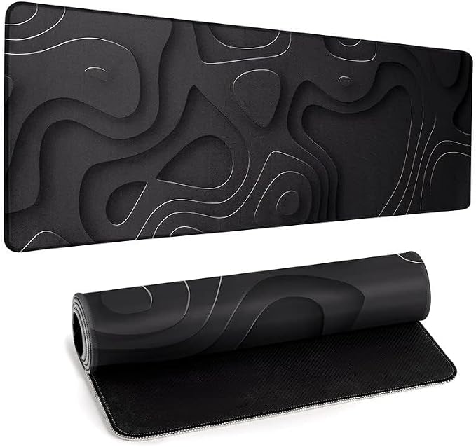Large Anime Gaming Mouse Pad Black Solid Geometry Desk Pad Computer Keyboard Mat Non-Slip Rubber Base Office Decor Waterproof Mouse Mat
