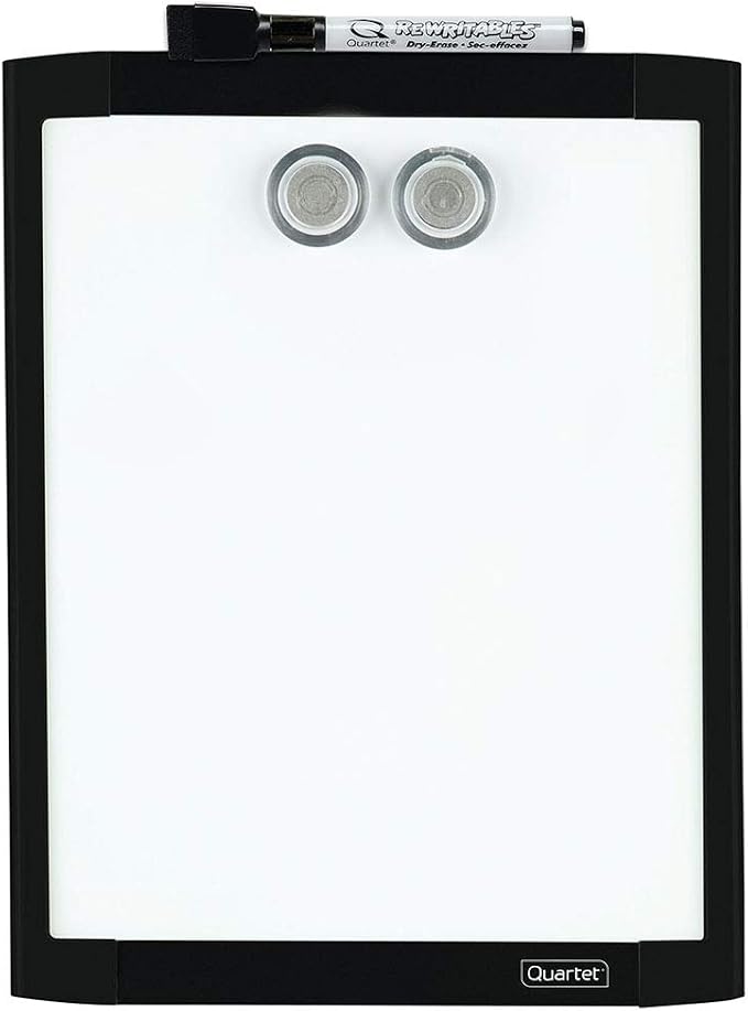 Quartet Magnetic Whiteboard, 8-1/2" x 11" White Board for Wall, Dry Erase Board for Kids, Perfect for Home Office & Home School Supplies, 1 Dry Erase Marker, 2 Magnets, Black Frame (MHOW8511-BK)