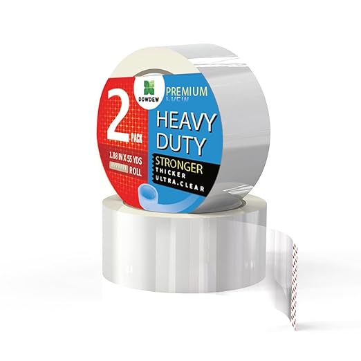 Clear Packing Tape, Heavy Duty Packaging Tape 1.88 inch x 55 Yards Refill Roll for Shipping Mailing Moving [Ultra Strong - Super Thick] (2 Rolls / 110 Total Yards)