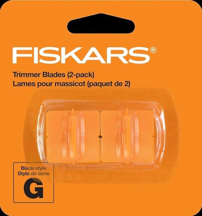 Fiskars Trimmer Replacement Blades, Precision-Ground Steel for Clean Cuts, Refill Carriage for 9" & 12" Personal Trimmers, Two Pack, Orange