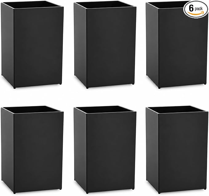 6 Pcs Classroom Magnetic Storage Boxes Acrylic Pencil Pen Holder Cup Storage Organizer Magnetic Dry Erase Marker Holder Containers for Whiteboard Refrigerator Locker Home Office School (Black)