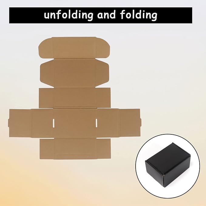 EXYGLO Shipping Cardboard Boxes for Small Business, Packing and Mailing, 6x4x3 - Pack of 25, Black