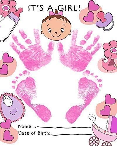 ReignDrop Ink Pad For Baby Footprint & Handprint - Creates Impressive Long Lasting Keepsake Stamp for Infant & Kids. Smudge Proof, Easy to Wipe Off Skin, Safe & Gentle Acid Free(Pink)