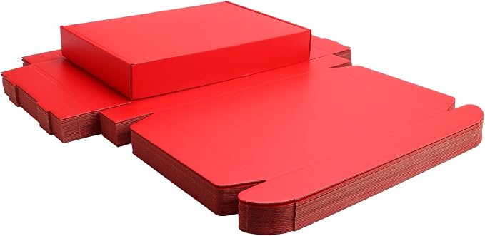 Red Shipping Packaging Boxes Mailers E-Commerce Packing 20Pcs13×9×2 Inch | Corrugated cardboard Wraps,flat pre-folded easy assembly,online store daily shipping parcels,gifts boxes,cross-border mailing