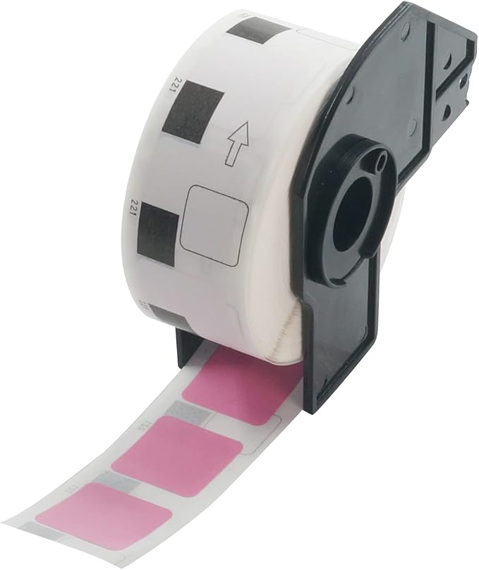 BETCKEY - Square Labels Replacement for Brother DK-1221 (0.9 in x 0.9 in), Compatible with Brother QL Label Printers [1 Rolls/1000 Labels, Pink]