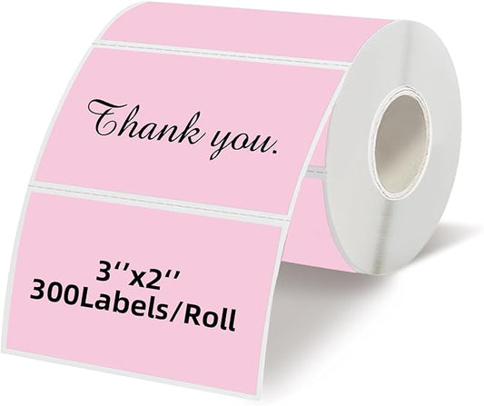 Starboling 3" x 2" Thermal Labels,Self-Adhesive Rectangle Thermal Printer Sticker,for Price,Barcode,Mailing,Name（Pink）