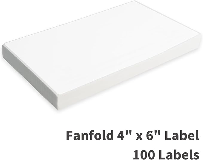 L LIKED 4x6 Fanfold Thermal Label, 100 Per Stack Thermal Shipping Labels | BPA Free, Perforated, Strong Adhesive, Compatible with Most Thermal Printers