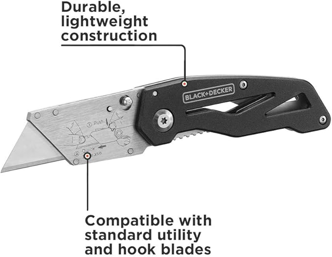BLACK+DECKER Utility Knife, Folding, 2 Pack (BDHT10001)