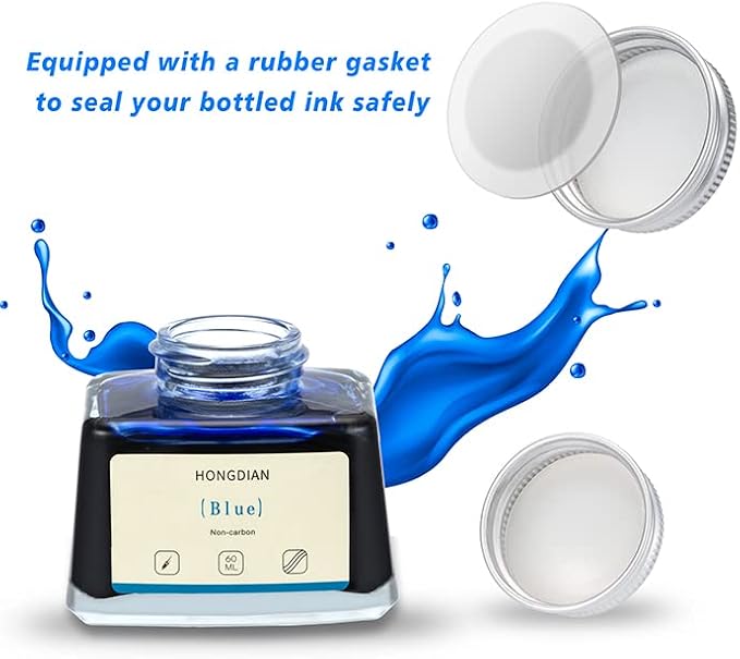 Asvine Hongdian Fountain Pen Bottled Ink Blue, 60ml Bottle Ink for Fountain Pen Non Carbon