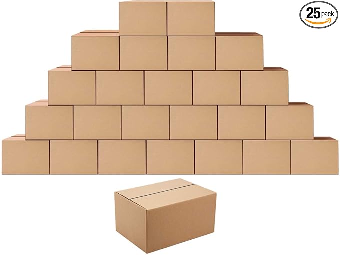 Shipping Boxes Mailers 8x6x4 inches Corrugated Cardboard Small Packing Kraft Moving Mailing Box, Pack of 25