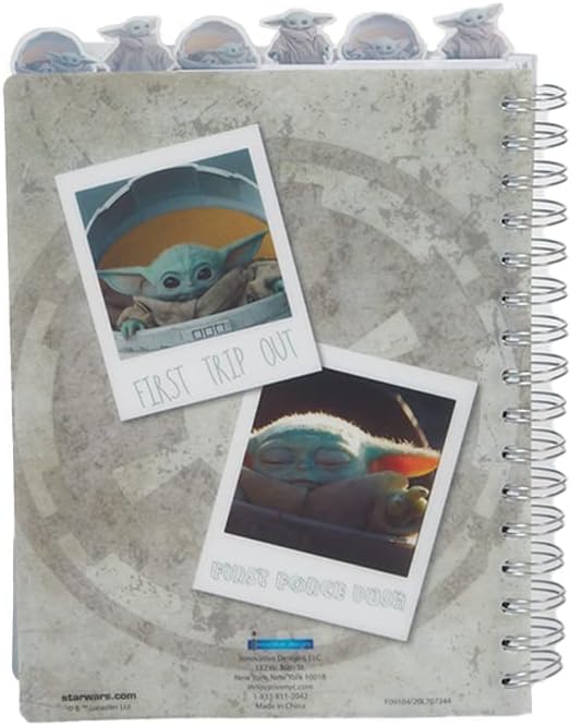 Baby Yoda Star Wars Mandalorian Tab Journal Notebook, 144 Lined Pages, 8x7 | Vinyl Cover, Baby Yoda Tab Dividers & Lined Pages, Fun Mandalorian Journal Gift for Star Wars Fans, School & Office Supplies