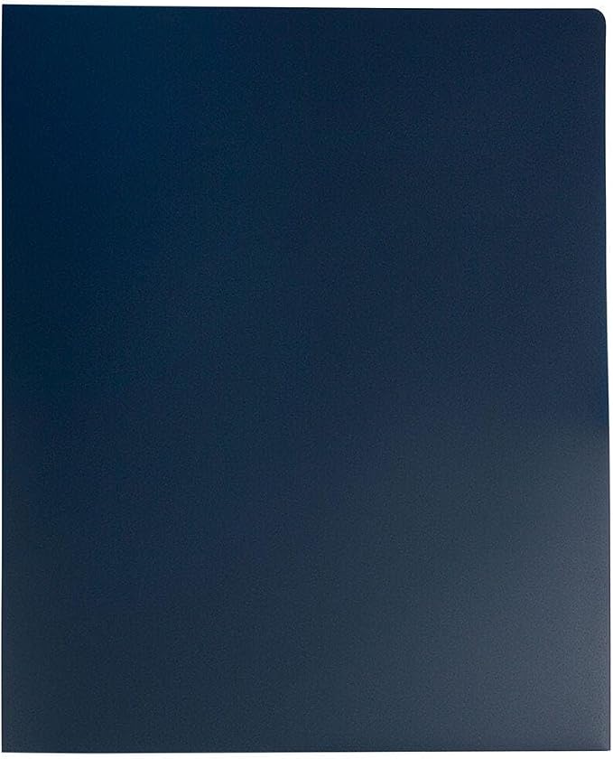 JAM PAPER Heavy Duty Plastic 2 Pocket Extra Tough School Folders - Navy Blue - 24/Pack
