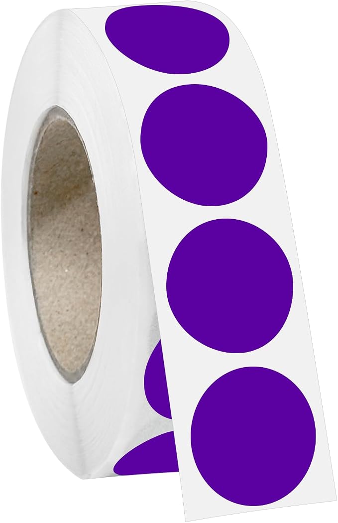 1000 PCS 3/4" Purple Dot Stickers Round Circle Coding Labels | Used for manual labor in kindergartens, garage yard price sales, organizing activity color groups,marking spice bottles