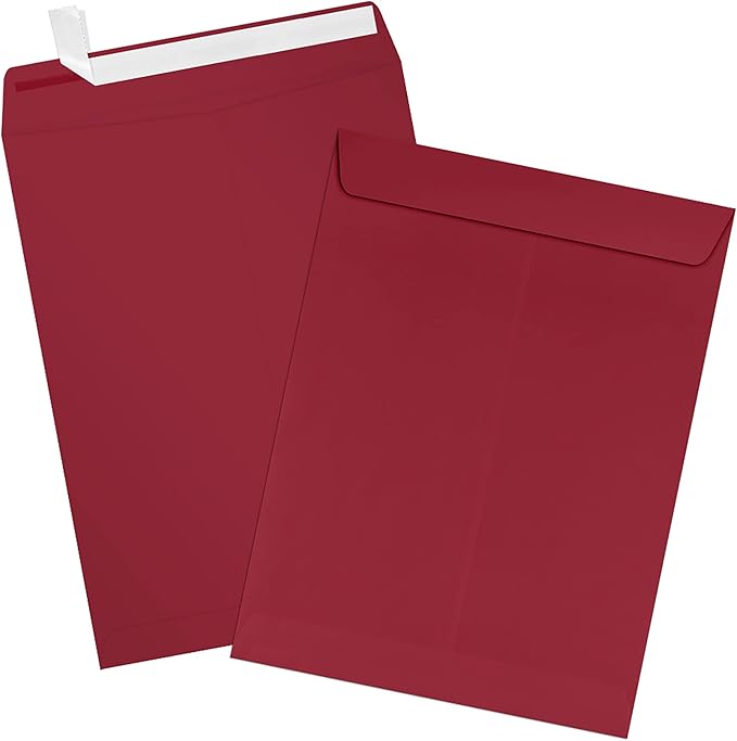 LUXPaper 9 x 12 Open End Envelopes | Peel & Press | Garnet Red | 80lb. Text | 250 Qty