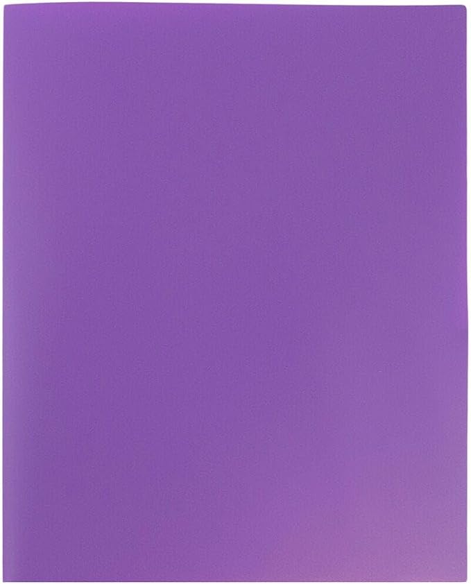 JAM PAPER Plastic 2 Pocket POP Folders - Durable School Folders - Purple - 12/Pack