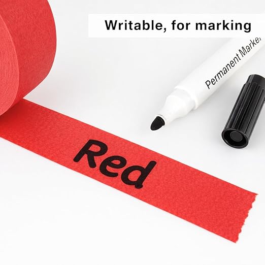 3 Pack Red Painters Tape - Masking Tape 1 Inch Wide - Multi-Surface, Smart Adhesion, Indoor & Outdoor - 270FT Total - Paint Tape for DIY, Labeling, Art, Car, General Purpose (#3910)
