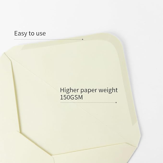 A7 Envelopes 30 Pack Cream 5x7 V Flap Thick Invitation Envelopes | 150gsm,for 5x7 photos,cards,wedding,birthday,graduation,party,announcements,baby shower,holiday mails,with Stickers