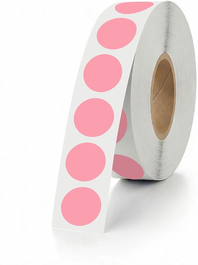 1000 PCS Colored Dot Stickers 1/2" Round Circle Colored Coding Labels Dot Stickers for Toddlers,Classroom,Office (Pink)