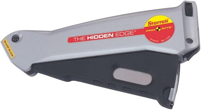 Starrett Hidden Edge Utility Knife with Easy to Use Safety Lock and Level for Fast, Tool-Free Blade Changes - Retractable Lever Action, Aluminum Case Material - S011