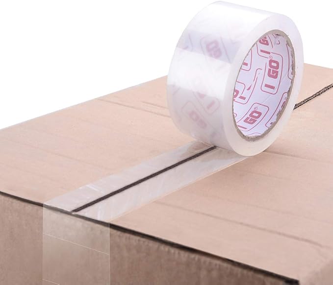 I GO Clear Packing Tape, Packaging Tape Refills for Shipping Moving Box Mailing Storage Sealing, 1.88" Width x 54.68 yd. Length, 2.95" Core, Clear, 2.64 mils/0.067 mm Thick (18 Rolls per Pack)