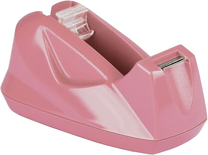 Acrimet Premium Desktop Tape Dispenser, Plastic, Non-Skid Base (Heavy Duty) (Pink Color)