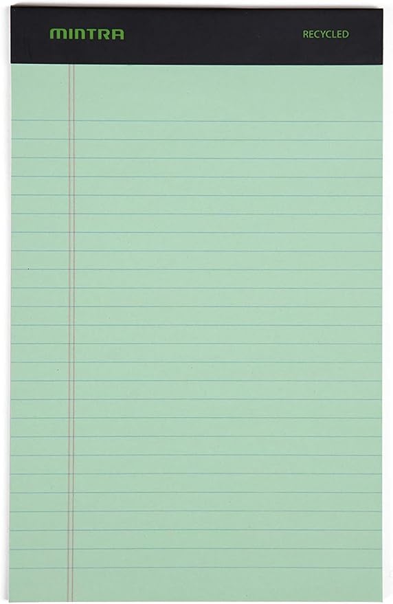 Mintra Office Colorful Legal Pads - Includes 2 Blue, 2 Pink, and, 2 Green Writing Pads, Micro Perforated Lined Sheets, Ideal for Professional & Personal Use, 5"x8" Narrow Ruled, 6 pack Pastel Set 3