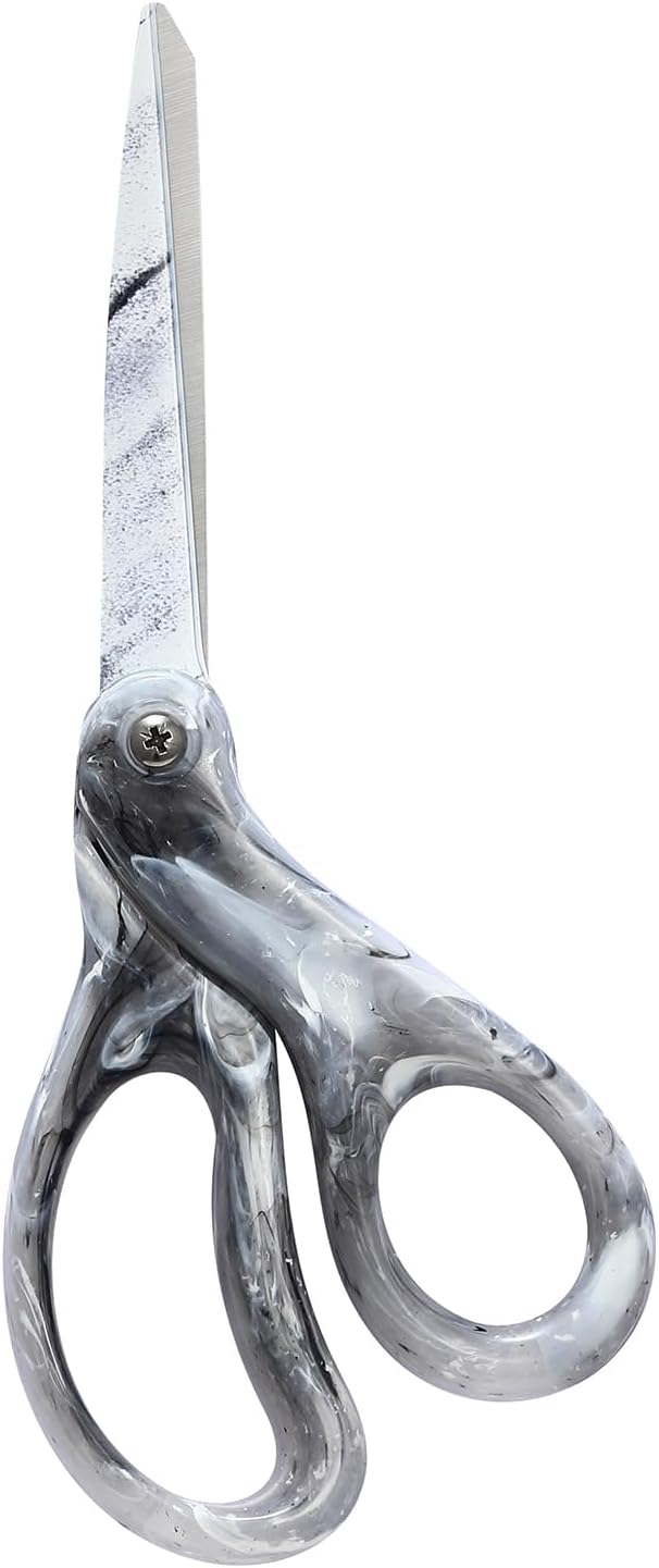 LIVINGO Fabric Scissors 8" Heavy Duty Shears All Purpose Marble Gray | Durable Stainless Steel Blades, Comfortable Smooth Grip, Clothing Fabric Paper Sewing Craft Cutting