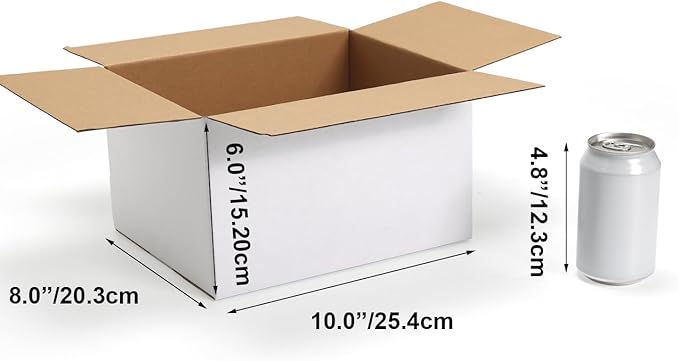 CRUGLA 10x8x6 Shipping Boxes 25 Pack, White Corrugated Cardboard Boxes with Side-Lock and Pre-Applied Double-Sided Tape, Easy Assemble Packing Mailer Boxes for Small Business Shipping