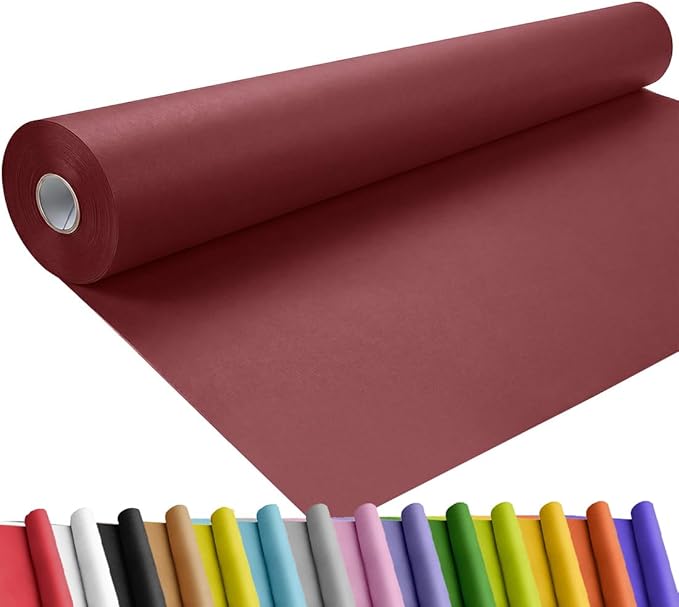 SMART&CASUAL 36" x 1,500" (125') Navy Blue Kraft Craft Paper Roll for Gift Wrapping Bulletin Board Bouquet Flower Kids Art Packing Parcel Table Covering 80GSM 55LB (Wine Red, 36" x 125')