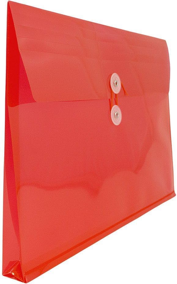 JAM PAPER Plastic Envelopes with Button & String Tie Closure - Legal Booklet - 9 3/4 x 14 1/2 - Red - 3/Pack