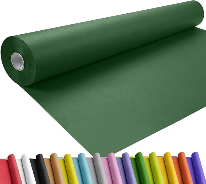 SMART&CASUAL 36" x 1,500" (125') Dark Green Kraft Craft Paper Roll for Gift Wrapping Bulletin Board Bouquet Flower Kids Art Packing Parcel Table Covering 80GSM 55LB (Dark Green, 36" x 125')