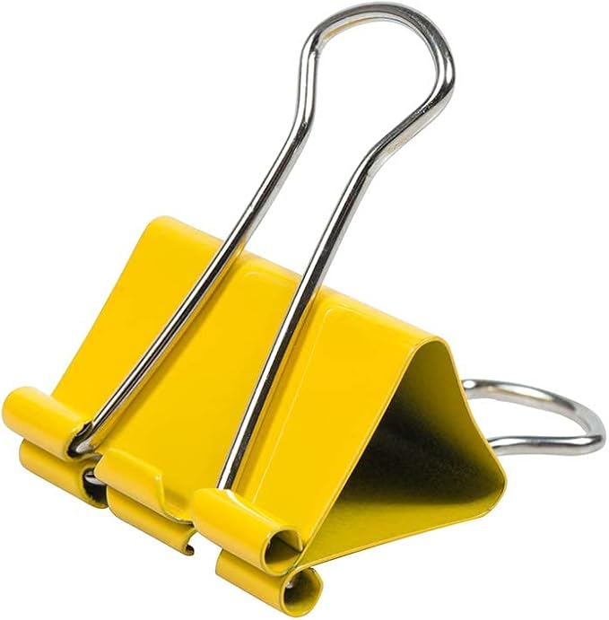JAM PAPER Colorful Binder Clips - Medium - 1 1/4 Inch (32 mm) - Yellow Binderclips - 15/Pack