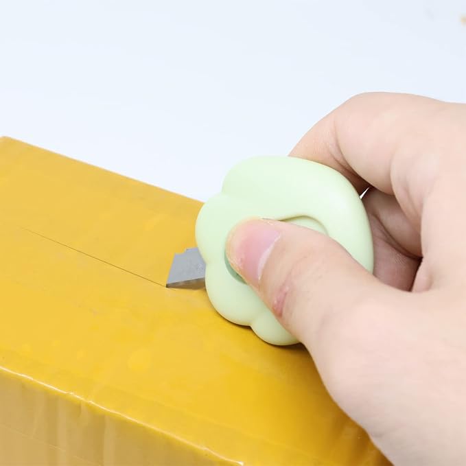Honbay 6PCS Creative Cute Cat Paw Mini Utility Knives Portable Art Knife Retractable Envelope Knife Letter Opener Carton Opener Box Cutter with Hanging Hole - 12PCS Key Rings as Gift