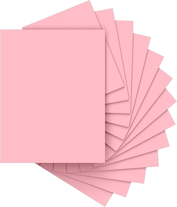 40 Sheets Pink Cardstock Paper 8.5 x 11, Pink Cardstock Printer Paper 8.5x11, Light Pink Card Stock Paper 8.5 x 11, 200 GSM Construction Paper for DIY Cards, Greeting Cards, Valentine's Day Cards