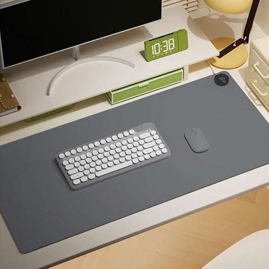 Heated Desk Pad 31.5×13 Inch - 3-Speed Touch Control Large Heated Mouse Mat with 3-Hour Auto Shut-Off, Non-Slip Silicone Eye Protection Warm Desk Mat for Office and Home (Navy Blue)