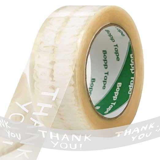 Designer Cute Packing Tape, Colorful Printing Shipping Tape, Carton Decorative Tape for Sealing Boxes, Thank You - White, 1.77" x 110 yd