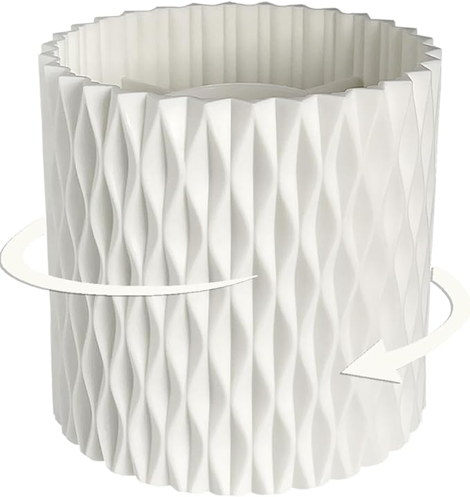 Rotating Pen Holder for Desk, 5 Slots Unique White Desk Organizer Easthetic Desktop Supplies and Accessories for Women Girls, Pencil Cup Caddy for Office Home Art Supply