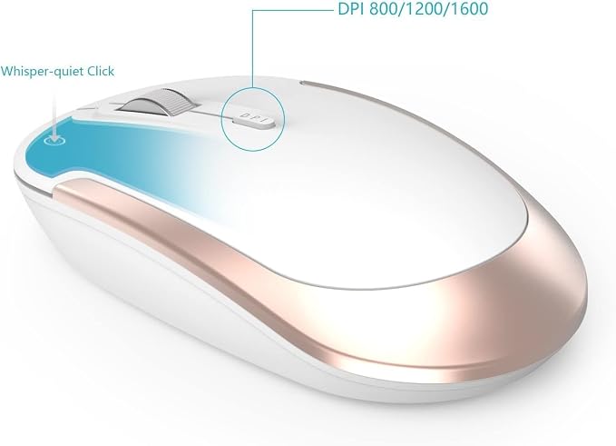 Vssoplor Wireless Keyboard and Mouse, Rechargeable Ultra Slim, White Gold | Quiet Full-Size Keyboard and Mouse Combo Set, for Laptop, PC, Notebook, Desktop, 2.4GHz Stable Connection, Ideal for Office