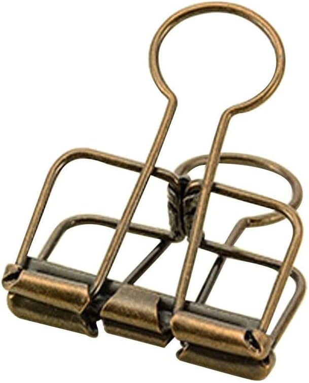 Hollow Out Paper Binder Clip Invoice Bill Clip Office Supplies Pack of 10 (M, Bronze)