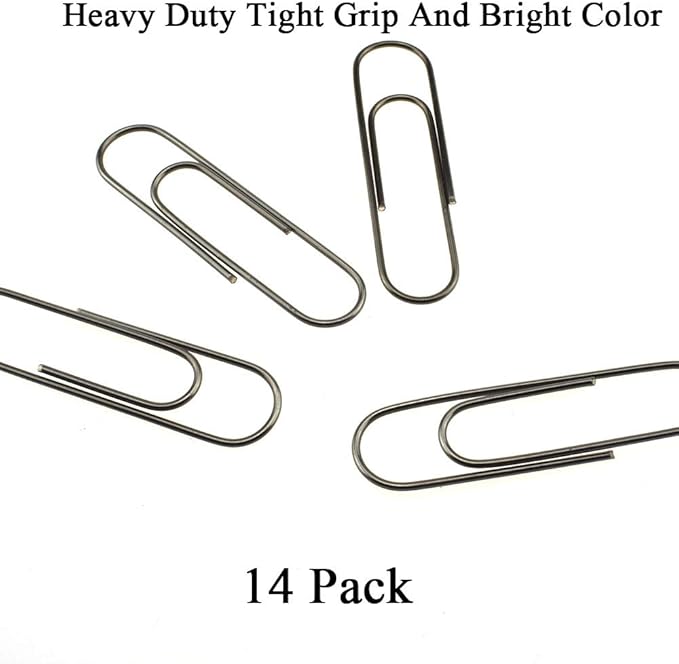 HAHIYO Paperclips 4 inch (100mm) Extra Large Paper Clips Sturdy Bright Black Vinyl Coated Prevent Scratching Tearing The Pages for Bookmark Organize Home Office School 14 Pack