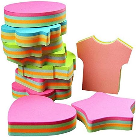 Funny live 6 Pads Creative Sticky Notes 3x3 Self-Stick Notes for Home, Office,100 Sheets/Pad, 'Butterflie', 'Clothe', 'Heart', 'Leaves', 'Apple', 'Strawberry', 'Bear', 'Plum Flower',etc. Shapes Random
