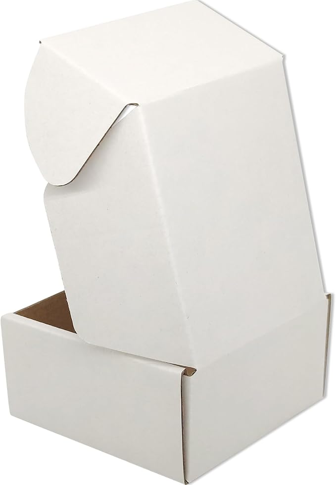 4x4x2 Shipping Boxes Set of 25, White Mailer Corrugated Cardboard Box | for Packaging, Literature, Packing, Mailing, Storage, Small Business, Moving, Gift, Supplies, Quick Fold, Tab Locking