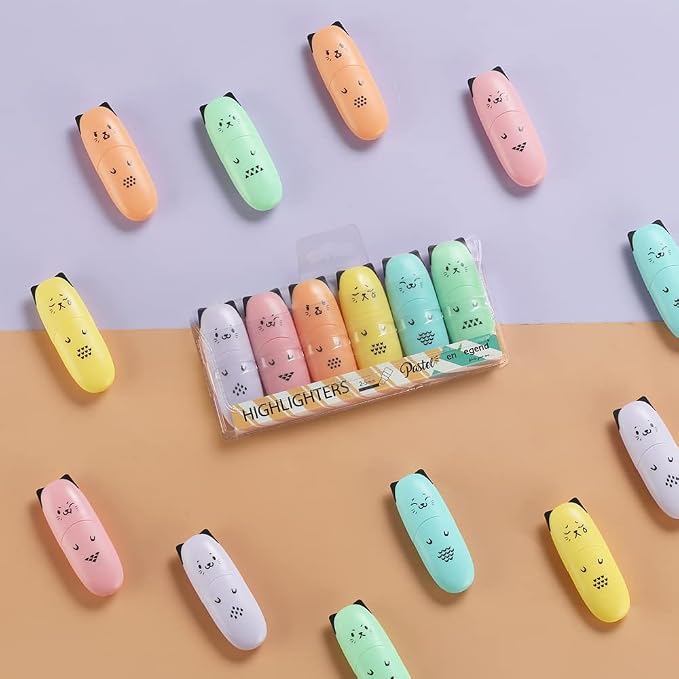 enlegend 2 Packs Cute Animal Design Mini Highlighter Pen Assorted Colors Chisel Tip Gift Pastel Color Highlighter Marker…