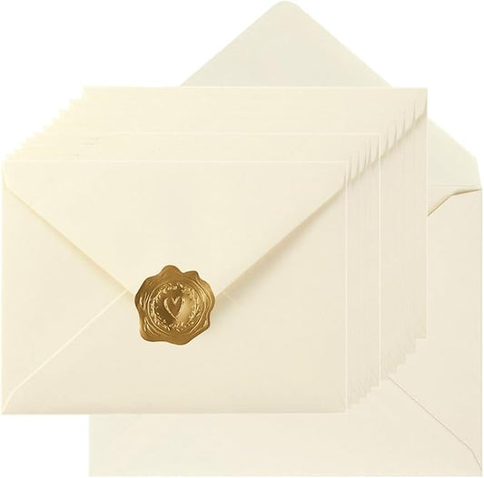 100 Pieces A7 Envelopes Colorful 5x7 Envelopes for Greeting Cards, Birthday, Weddings, Baby Shower Invitation Cards (Cream Color, 5.24 x 7.24 Inches)