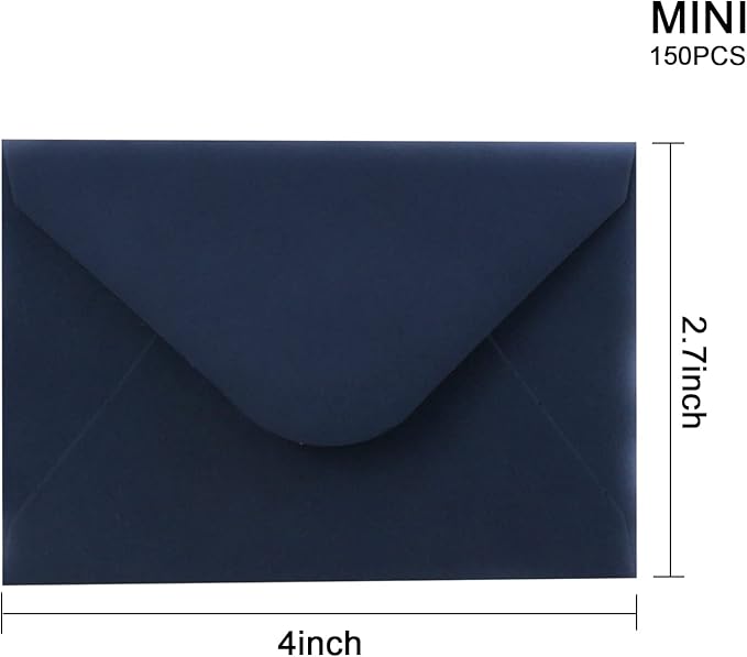 150 Packs of Gift Card Envelopes, Black Mini Envelopes, Gift Card Holder, Business Card Envelopes (4"x2.75") (Blue)